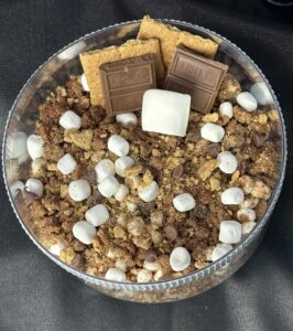 giant bowl of s'mores muffin crumbles